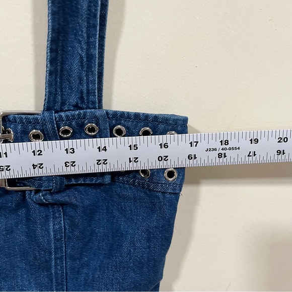 Thalia Top in True Blue Wash Amanda Uprichard size medium buckle denim blouse - Picture 4 of 7